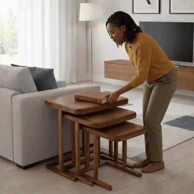 Produktbild von Einstecktisch Farbe Braun Klassische Holzplatte Abgerundete Ecken Neu