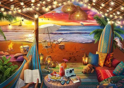 Produktbild von RAVENSBURGER Puzzle Gemütliche Orte: Beach Cabana XXL 500 Stück