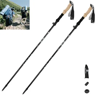 Produktbild von Ultralight Trekkingstock aus Alu,Wanderstock mit 5 Sektion Faltdesign 33-125 cm,Nur 260g