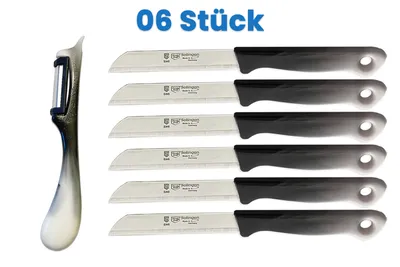 Produktbild von SMI Solingen 6-tlg Schälmesser mit Sparschäler Gemüsemesser Obstmesser