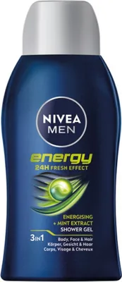 Obrázek produktu pro NIVEA Energy, Sprchový gel, 50 ml, Dospělí, Pánské, Tělo, obličej a vlasy, Univerzální pleť