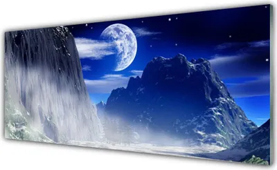 Produktbild von Glasbilder 125x50 Wandbild Druck auf Glas Gebirge Nacht Landschaft