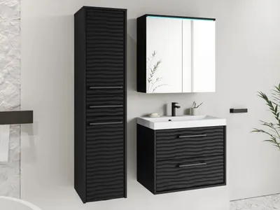 Obrázok produktu pre Zostava do kúpeľne s modrým LED osvetlením CRESSON 1 - čierny grafit