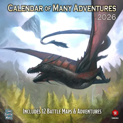 A dragon flying over a forest with mountains in the background.