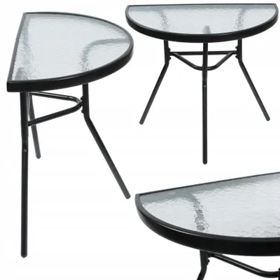 Produktbild von Gartentisch, Balkontisch, Terrassentisch, Glas, Metall, schwarz