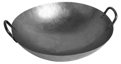 Produktbild von Wok Pfanne 30 cm Ø runder Boden 2 Griffe für Gasherd & Induktionsmulde Kohlenstoffstahl