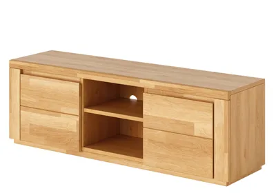 Produktbild von TV Lowboard 140 cm Kernbuche Massivholz-Front Fernsehtisch Kabeldurchlass geölt