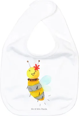 Produktbild von Mr. & Mrs. Panda Lätzchen Biene Blume - Weiß - Geschenk, Schlabberlatz, Sabberlätzchen, Babylätzchen, Sabber, Wespe, Für Babys