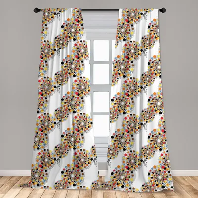 Obrázek produktu pro Abakuhaus, závěsy na okna, kulaté, barevné, sada se 2 kusy, 150 x 175 cm