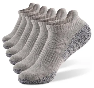 Produktbild von Lauwexe Herren Socken 6 Paar, Baumwolle Atmungsaktiv, Anti-Blister Polsterung, Low-Cut Laufsocken Fš¹r Sport Und Alltag