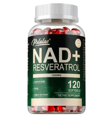 Produktbild von NAD + Resveratrol (120 Kapseln) Nahrungsergänzungsmittel, Anti-Aging, Haut, Falten, Zellreparatur, Energie, Vitalität, Hautgesundheit