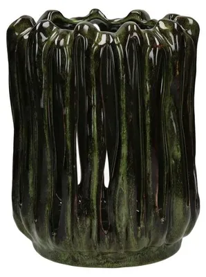 Produktbild von Pomax Terra Windlicht aus Steinzeug, Grün, Ø 24,5 x H 28 cm
