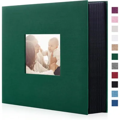 Productafbeelding van Fotoalbum, inzetalbum voor 1000 foto's, formaat 10x15 cm, donkergroen linnen, afmetingen 33x31,8 cm