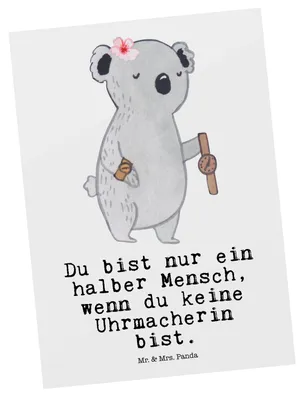 Produktbild von Mr. & Mrs. Panda Ansichtskarte Uhrmacherin Herz - Weiß - Geschenk, Kunstkarten, Postkarte, bildkarte, Postkarten, Grußkarte