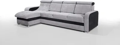 Produktbild von Robin Bristol Ecksofa mit Schlaffunktion Bettkasten Verstellbare Kopfstützen Sofa L-Form Schlafsofa Freistehende Eckcouch Schlafcouch Wohnzimmermöbel Wohnlandschaft (Grau Schwarz)