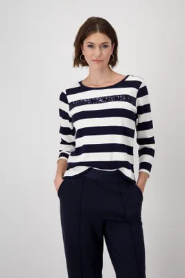 Produktbild von Sweatshirt 798 deep ocean Ringel Größe 42