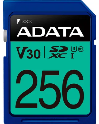 Produktbild von ADATA ASDX256GUI3V30S-R, 256 GB, SDXC, Klasse 10, UHS-I, 100 MB/s, 60 MB/s