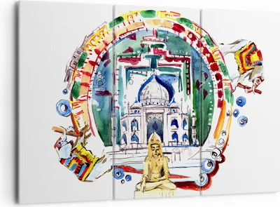 Produktbild von Bild auf Leinwand - Leinwandbild - Elefanten Indien Religion Kultur - 165x110cm - Wand Bild - Wanddeko - Leinwanddruck - Bilder - Kunstdruck - Leinwand bilder - Wandkunst - CE165x110-2980