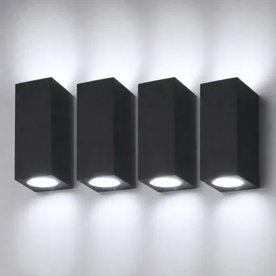 Image de HOFTRONIC - Appliques murales LED 4W GU10 6500K IP44 Noir lot de 4