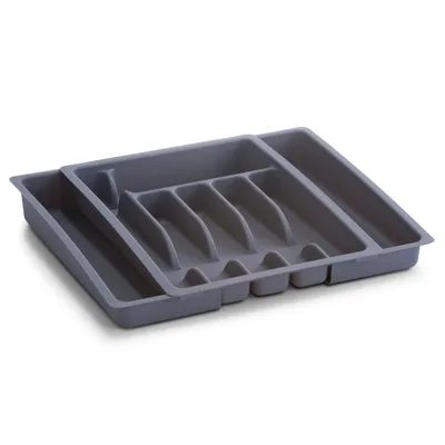 Produktbild von Zeller Besteckkasten, ausziehbar, Kunststoff, grau 29-50x38x6,5