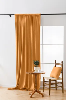 Produktbild von Vorhang - Gelb - 140 x 250 cm - Verdunkelungsvorhang - mit Kräuselband - Veloursstoff - Gardine Schlafzimmer