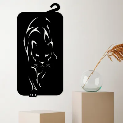 Immagine prodotto di Wallity, Puma 5, Accessorio decorativo da parete in metallo, 100 % METALLO, nero, 34 x 1,5 x 70 cm