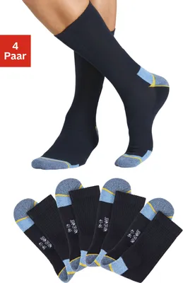 Produktbild von JOHN DEVIN Arbeitssocken Herrensocken mit breitem geripptem Schaft 4 -teilig 4x marine Größe 47/48