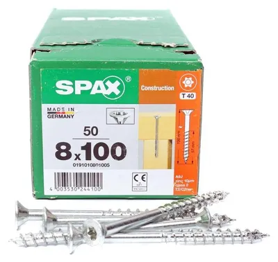 Obrázek produktu pro SPAX® 0191010801005 SPAX® Holzbauschrauben T40 Senkkopf WIROX 0191010801005 8 mm x 100 mm, 50 St.