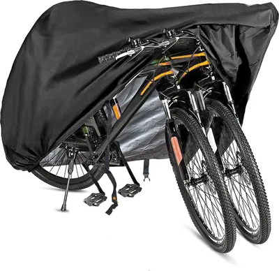 Produktbild von Fahrradschutzhülle für 2 Fahrräder – wasserabweisend – universell – schwarz – optimaler Schutz vor Witterungseinflüssen