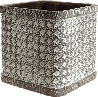 Produktbild von Keramik Blumentopf Pflanz-Würfel 15cm Braun Weiß