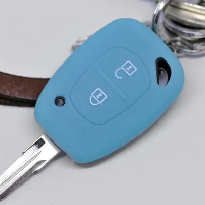 Produktbild von Auto Schlüssel Hülle Silikon Schutz Cover Fluoreszierend Blau kompatibel mit Renault Kangoo Trafic Master Primastar OPEL Movano Vivaro Nissan Interstar 2 Tasten Funk Fernbedienung