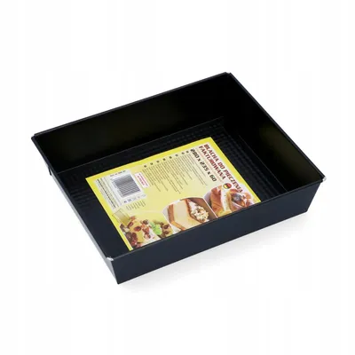 Zdjęcie produktu dla Kuketo | Prostokątna forma do pieczenia 28×23,5×6 cm - Czarna stalowa forma do ciast, zapiekanek i ciasteczek - Solidna, łatwa do czyszczenia i trwała
