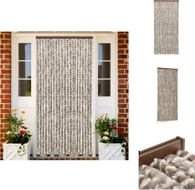 Obrázok produktu pre vidaXL Záclona proti hmyzu taupe a biela 90x220 cm šenil - sieť proti hmyzu