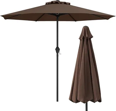 Zdjęcie produktu dla KOMFOTTEU φ260 cm parasol z korbką, parasol tarasowy z wentylowaną czaszą, parasol ogrodowy z 8 rozpórkami, parasol rynkowy na plażę, do ogrodu, na basen