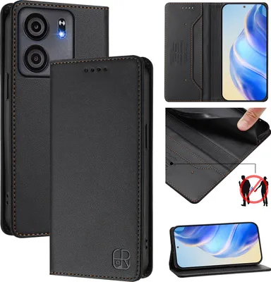 Produktbild von Lederhülle für BLU View 5 Hülle Flip Brieftasche Kartenfächern Ständer Schutzhülle Schwarz