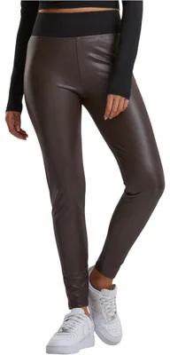 Produktbild von Urban Classics Damen Ladies Faux Leather High Waist Leggings Brown, M