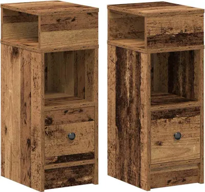 Produktbild von Nachttische 2 Stk. mit Schublade Altholz-Optik 25x31x66 cm