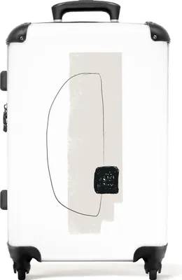Obrázek produktu pro NoBoringSuitcases.com® Velký kufr - černý - béžový - bílý - abstraktní - kombinovaný zámek TSA - pevná skořepina na kolečkách - 72 litrů - cestovní kufr - 66 cmKufr střední 67x43x25 cm, 72L,