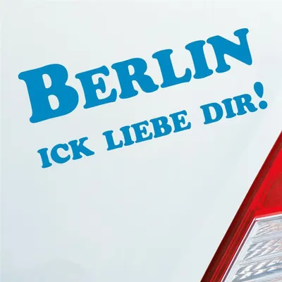 Produktbild von Auto Aufkleber Berlin Ick liebe dir! Hauptstadt 18x7,5 cm Hellblau Sticker Heckscheibenaufkleber
