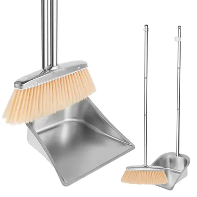 Productafbeelding van Veegset - Bezemset en veegschep - Roestvrij staal - 118 cm - Vierkant