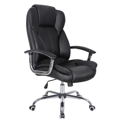 Produktbild von SONGMICS Bürostühle Chefsessel bis 150kg belastbar Drehstuhl ergonomisch höhenverstellbar mit verdicktem Kopfkissen und Sitzpolster schwarz OBG57B