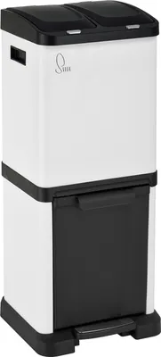 Produktbild von SVITA Mülleimer Treteimer Abfalleimer Mülltrennung mit Schubfächern (32 Liter 2x8L + 16L) Pulverbeschichteter Stahl Weiß