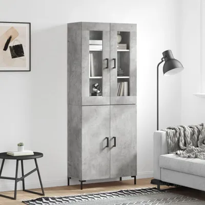 Produktbild von vidaXL Highboard Betongrau 69,5x34x180 cm Holzwerkstoff