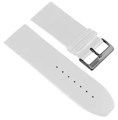 Produktbild von Eichmüller Band | Uhrenarmband Nappaleder weiß glatt flach Verlauf, Stegbreite:22mm, Schließe:Schwarz