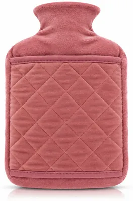 Produktbild von Wärmflasche 2.0L mit Deckel und Kuschelweichem Fellbezug, Kängurutasche - Auslaufsicher, Bettflasche mit weichem Abnehmbarem Bezug (pink)
