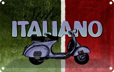Produktbild von vianmo Blechschild 12x18 cm Mofa Stile Italiano Italien Scooter Europa