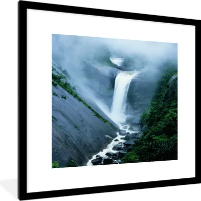 Produktbild von MuchoWow® MuchoWow® Gerahmtes Poster Wasserfall - Japan - Tropisch 40x40 cm - Poster mit zchwarzem Bilderrahmen - Poster - Plakat im Rahmen