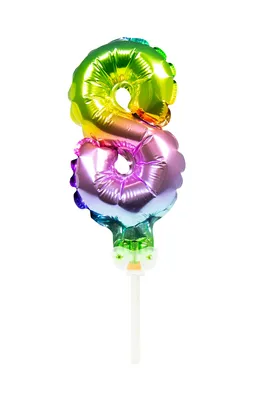 Produktbild von Kuchendeko Folienballon Regenbogen Zahl 8