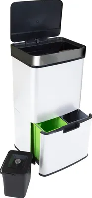 Produktbild von Sensor Mülleimer 72 L, 4 Fächer, Weiß