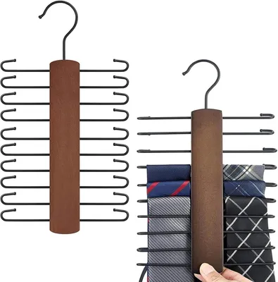 Obrázek produktu pro Držáky na kravaty, 2 kusy, 20 tyčí, dřevěné, do šatny